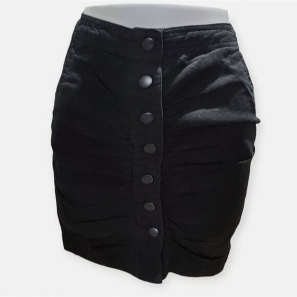 100% Linen Cotton button Down Cinched Skirt - Picture 8 of 10